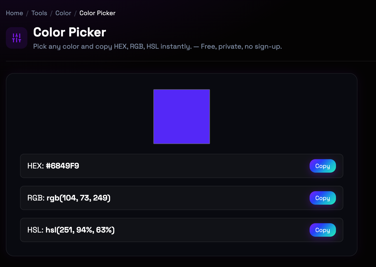 How to use Color Picker online — free, fast, and private